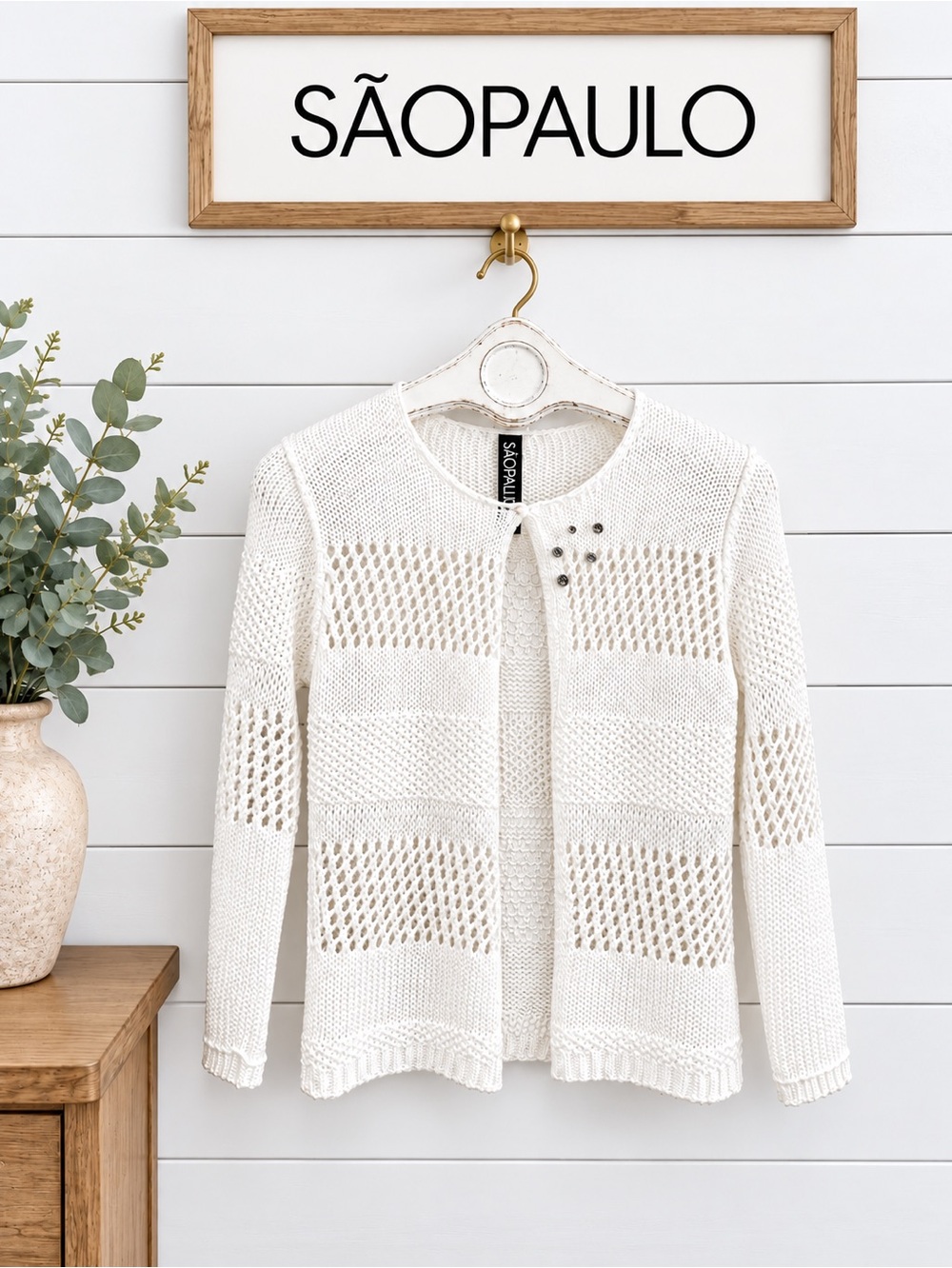 SÃO PAULO whiteOpen Knit Cardigan – Size 36
